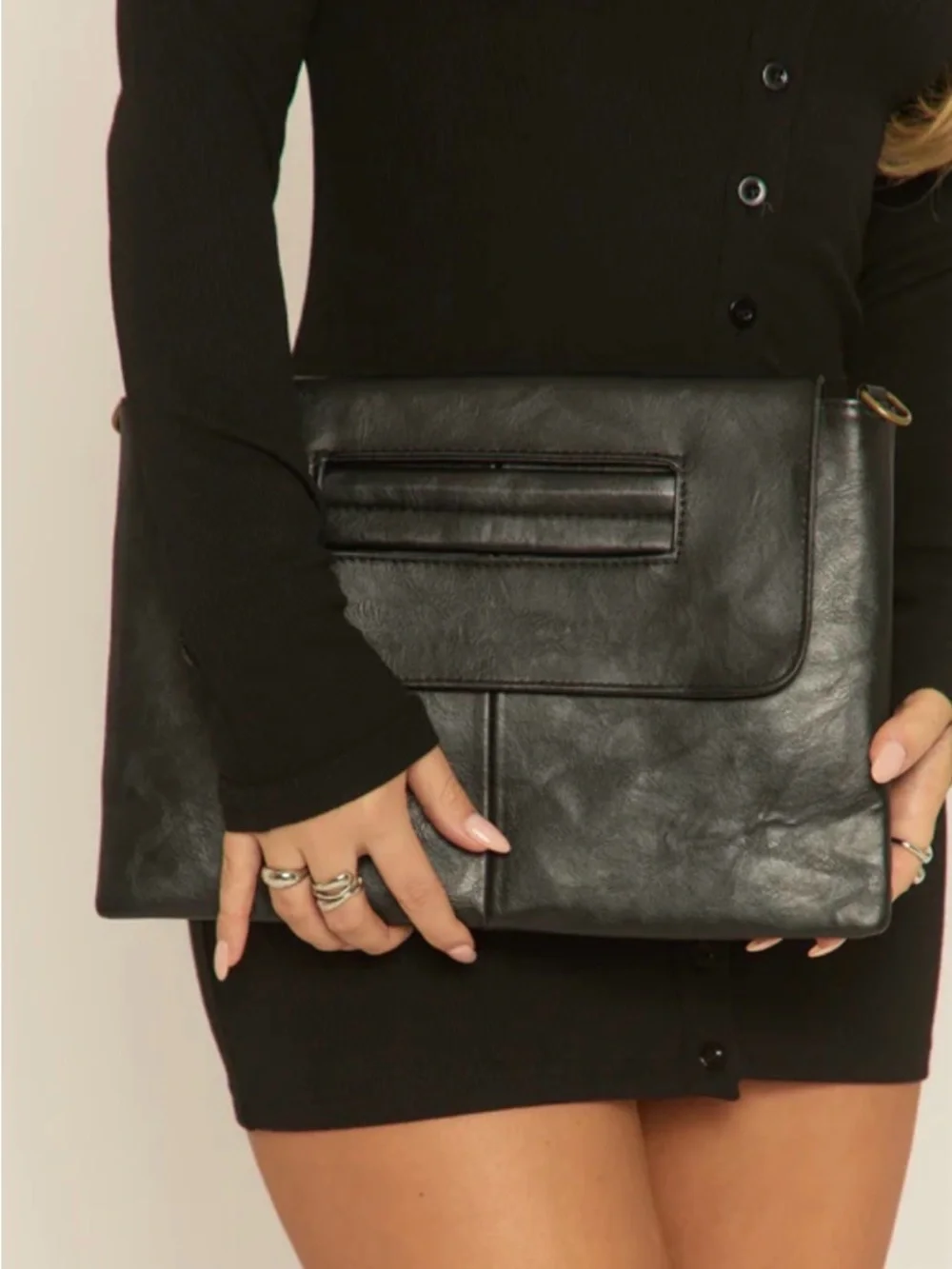 Charcoal Distressed Crossbody / Shoulder Bag sachet NEW